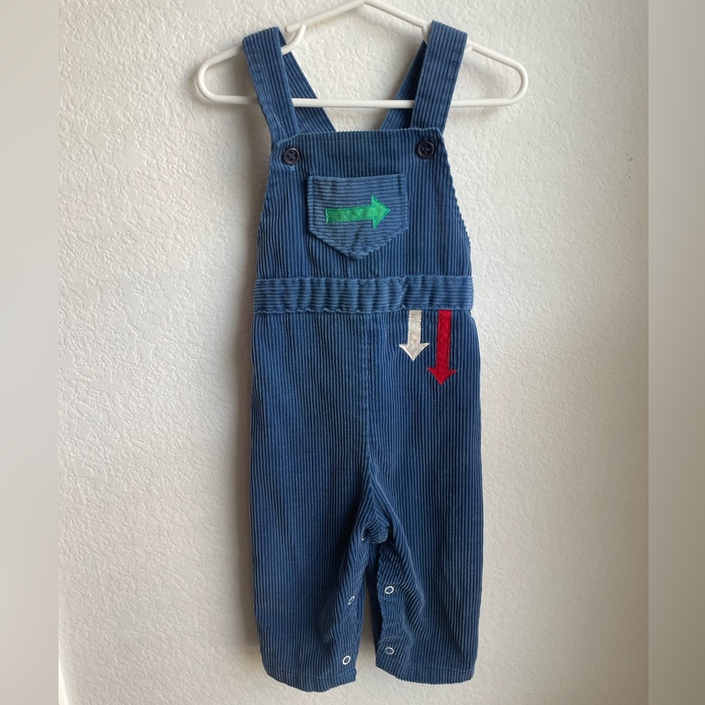 Healthtex retro Blue Corduroy Overalls with Arrow Accents
